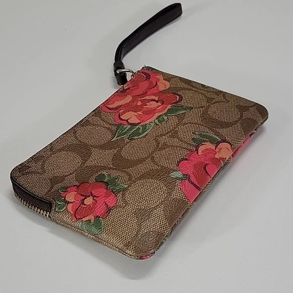 Coach Jumbo Rose Signature Coated Canvas Wristlet Wallet - Picture 5 of 11